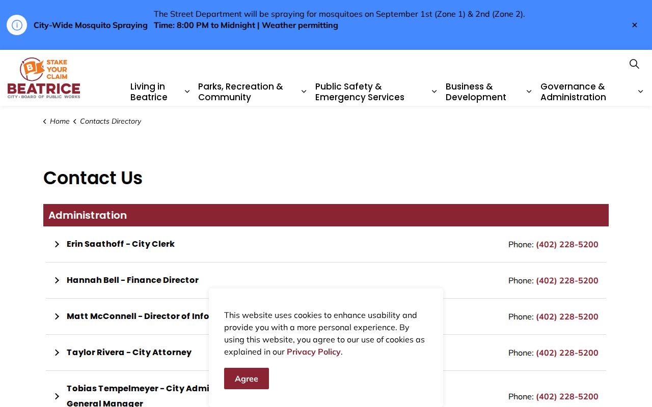 Beatrice court docket city contact directory