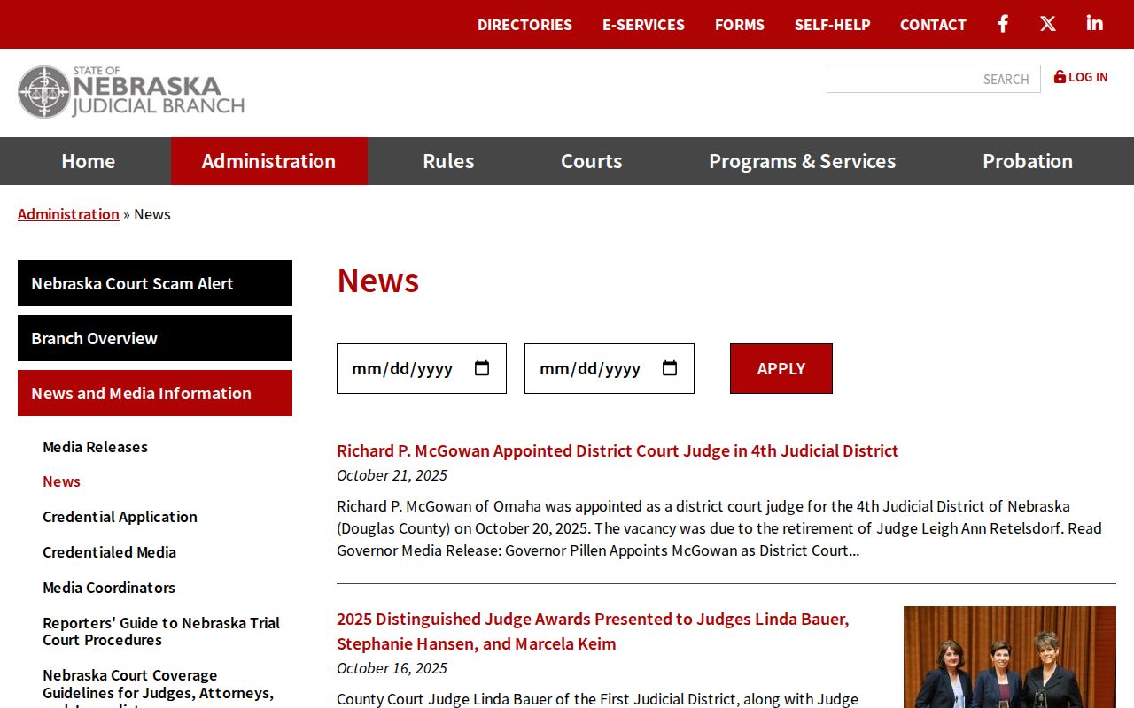 Blue Springs court docket Nebraska Judicial Branch news archive