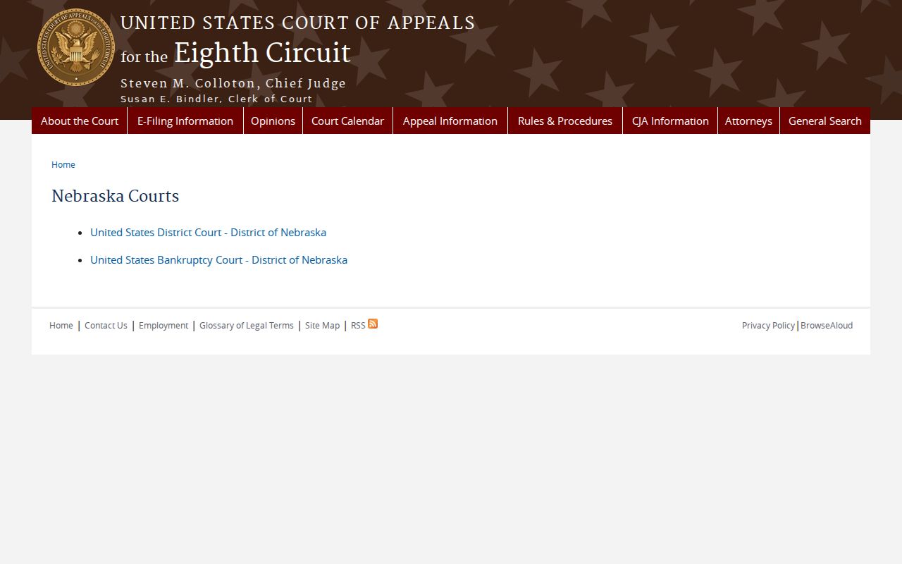 Blue Springs court docket Eighth Circuit Nebraska courts directory