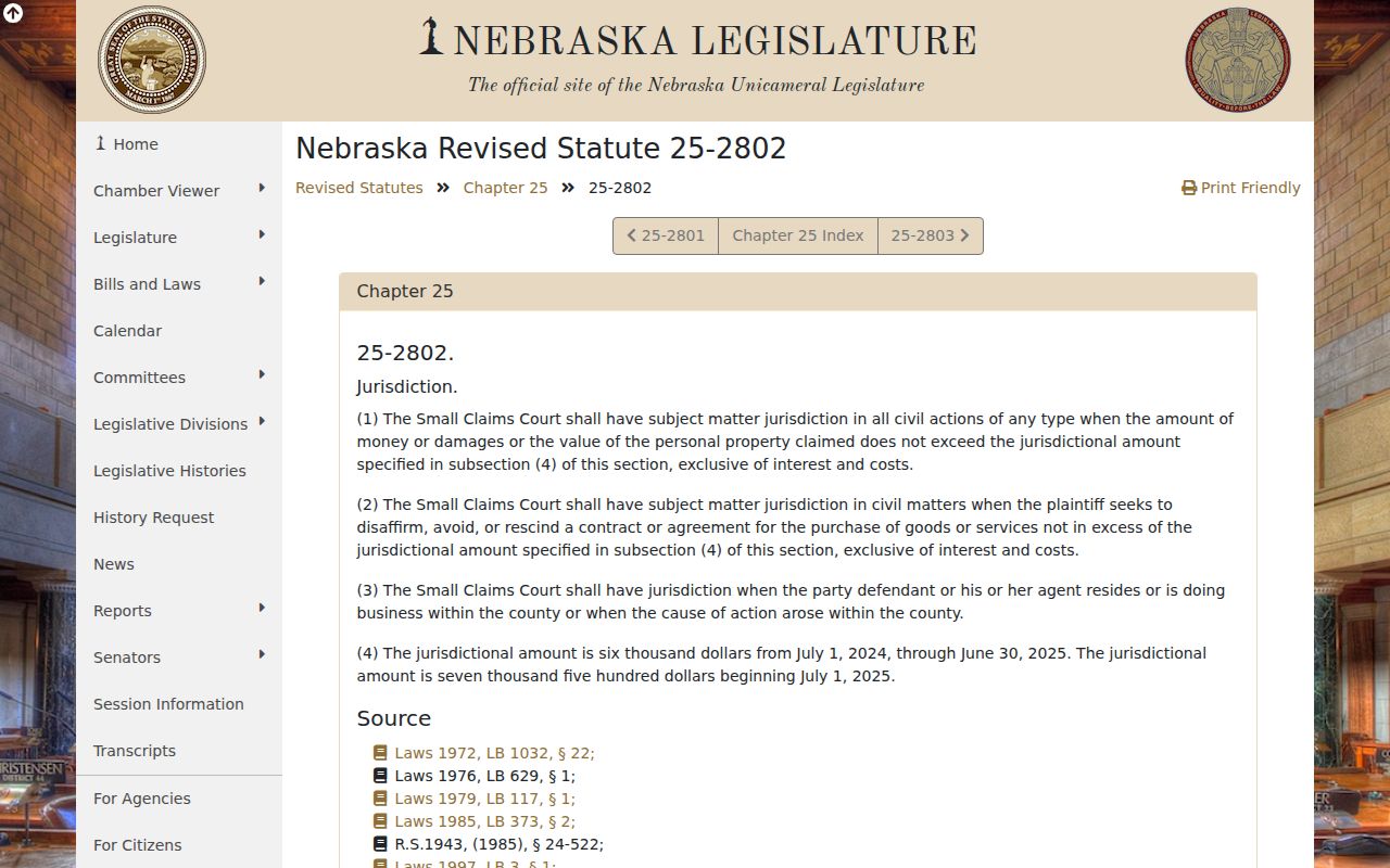 Gage County civil docket search image about Nebraska small claims jurisdiction