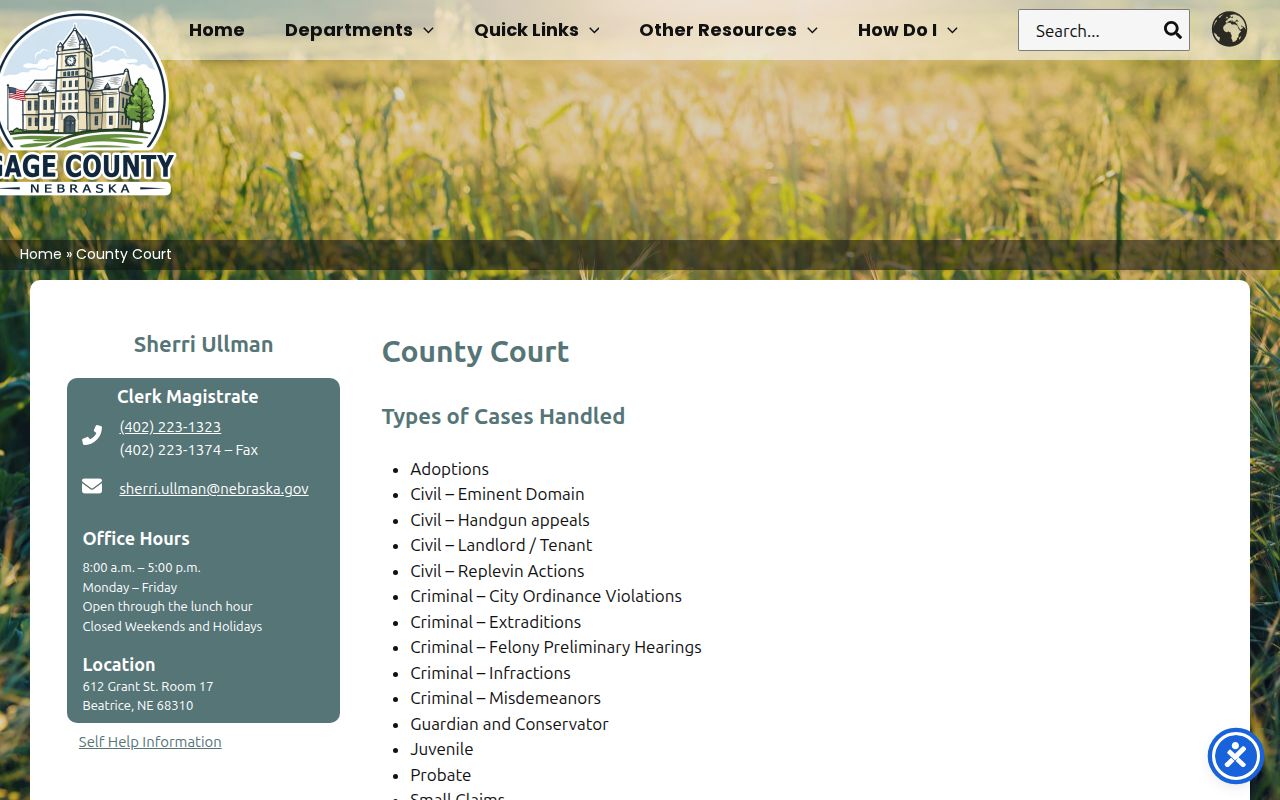 Gage County court docket County Court office